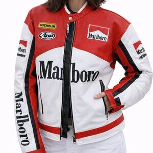 Vintage Marlboro Racing Moto Real Leather Jacket